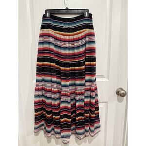 Lauren Ralph Lauren Womens Black Aztec Western Crinkle Chiffon Swing Skirt Sz 2